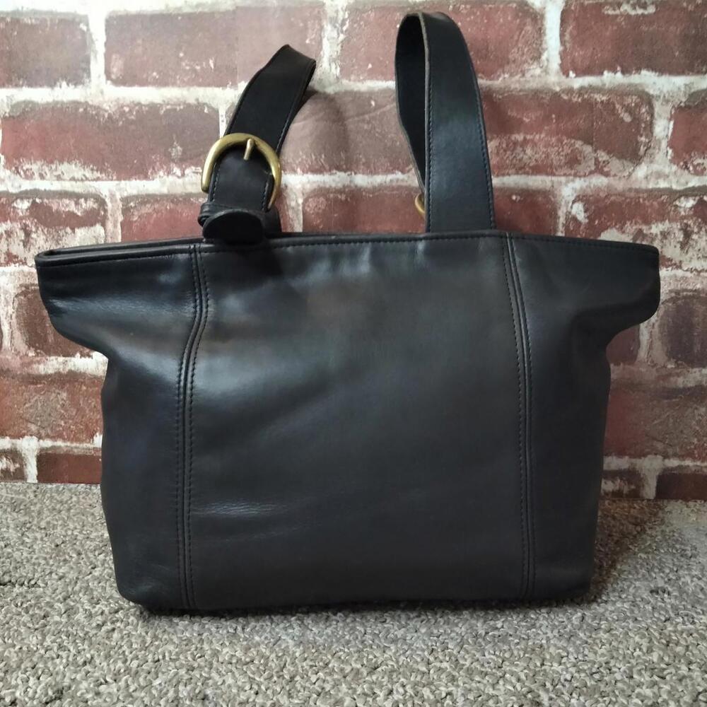 Coach Waverly 4133 Vintage Tote Handbag Black Glovetanned Leather - Picture 3 of 9